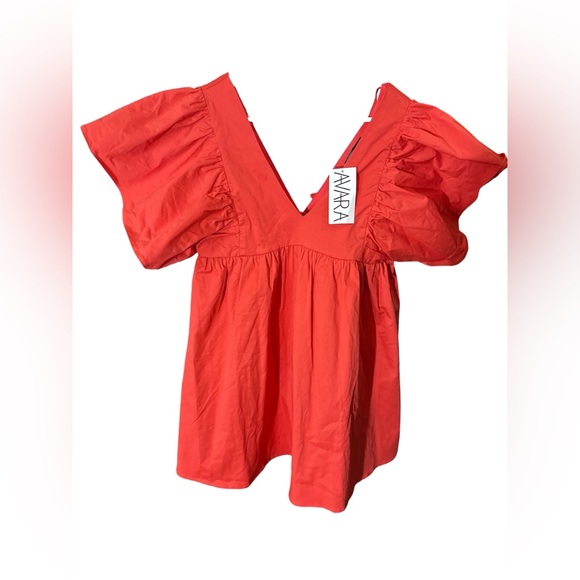 AVARA Chic Orange Puff Sleeve Dress Sz L NWT - Picture 4 of 5